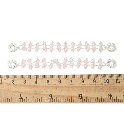 Brass Pink Cubic Zirconia Chain Tassel European Safety Chain Charms KK-A236-06S-02-1