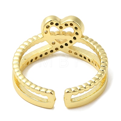 Rack Plating Brass Open Cuff Ring with Cubic Zirconia for Women RJEW-M151-04G-1