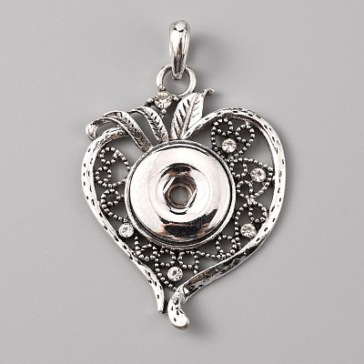 Alloy Rhinestone Hang Snap Base Pendant for Interchangeable Snap Charms Jewelry Making FIND-WH0045-87AS-1