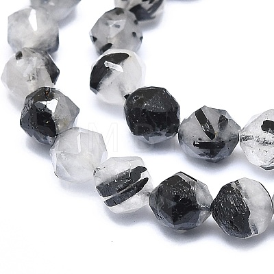Natural Black Rutilated Quartz Beads Strands G-F715-007-1