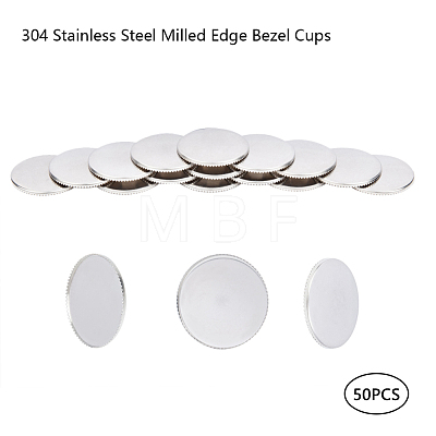 304 Stainless Steel Milled Edge Bezel Cups STAS-P236-25P-1