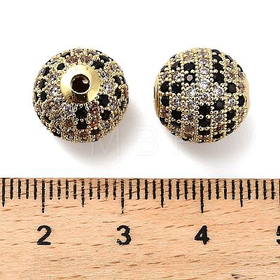 Brass Micro Pave Cubic Zirconia Beads KK-L229-024G-1