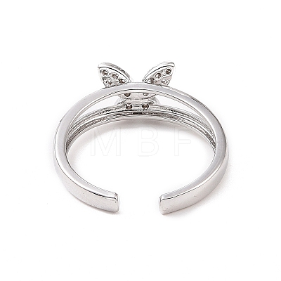 Clear Cubic Zirconia Butterfly Open Cuff Ring RJEW-B028-02P-1