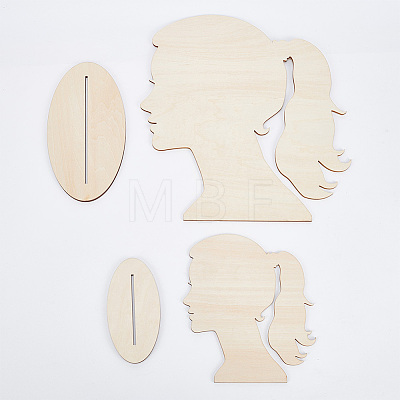 2 Sizes Single Tail Girl Wooden Head Child Silhouette Stands ODIS-WH0030-15D-1