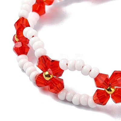 Woven Glass Flower Adjustable Braided Bead Bracelets for Women BJEW-MZ00100-05-1