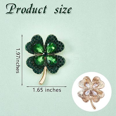 Cubic Zirconia Clover Brooch Pin JBR105A-1