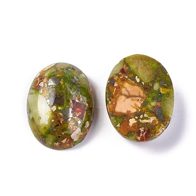 Assembled Synthetic Imperial Jasper and Peridot Cabochons X-G-L502-18x25mm-07-1