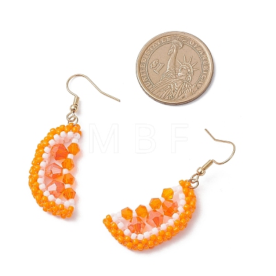 304 Stainless Steel Orange Dangle Earrings EJEW-MZ00653-1