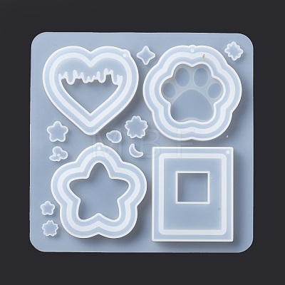 DIY PawPrint & Heart & Star & Rectangle Shaped Pendant Food-grade Silicone Molds SIMO-D001-05-1