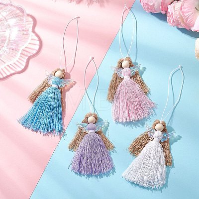 Polyester & Glass Angel Pendant Decorations HJEW-JM04648-1