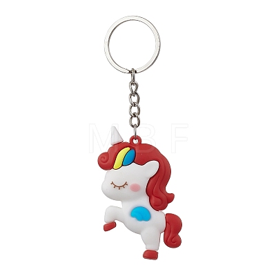 6Pcs 6 Colors Cartoon Unicorn PVC Plastic Keychain KEYC-JKC00664-1