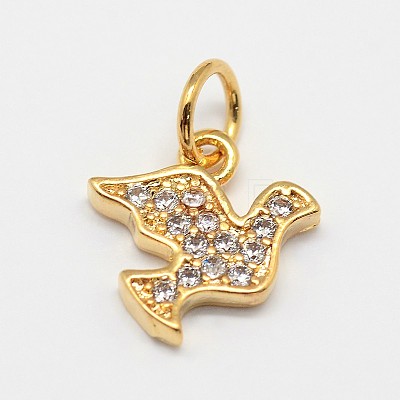 CZ Brass Micro Pave Cubic Zirconia Bird Charms ZIRC-L018-01-1