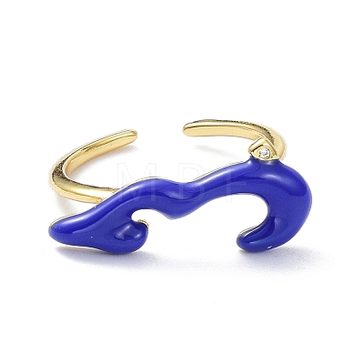 Brass Enamel Cuff Rings RJEW-P023-24G-1