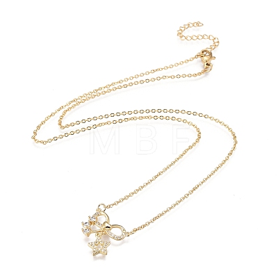 Brass Micro Pave Clear Cubic Zirconia Pendant Necklaces NJEW-R256-03-1