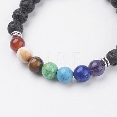 Natural Lava Rock Beads Stretch Bracelets BJEW-I241-13A-1