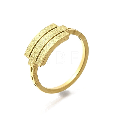 Textured Rectangle 304 Stainless Steel Finger Ring for Women RJEW-L126-05B-05G-1