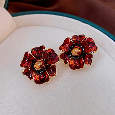 Alloy & Enamel Stud Earrings FS-WG6063A-01-1