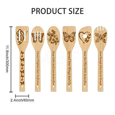 6Pcs Bamboo Spoons & Knifes & Forks AJEW-WH0411-008-1