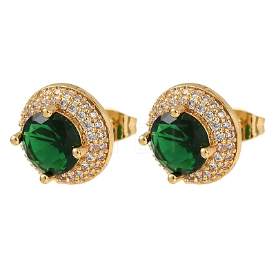 Brass Micro Pave Cubic Zirconia Stud Earrings for Women EJEW-F418-05G-1