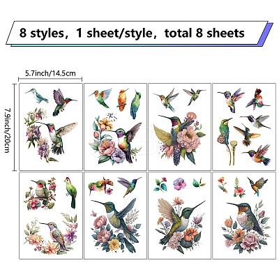 8 Sheets 8 Styles PVC Waterproof Wall Stickers DIY-WH0345-108-1