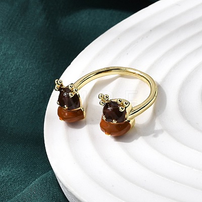 Christmas Brass Enamel Cuff Rings for Women RJEW-L336-04G-01-1