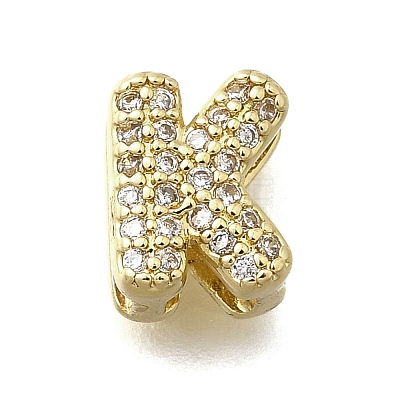 Brass Micro Pave Cubic Zirconia Letter Pendants KK-D295-32G-11-1