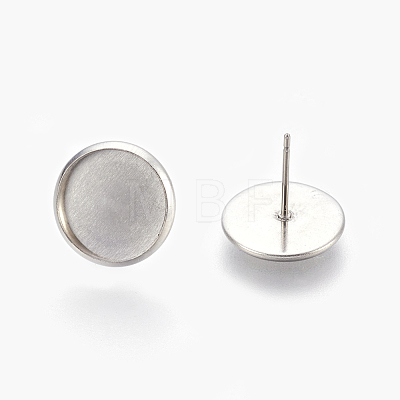Eco-Friendly 316 Surgical Stainless Steel Stud Earring Settings STAS-F181-01P-12mm-1