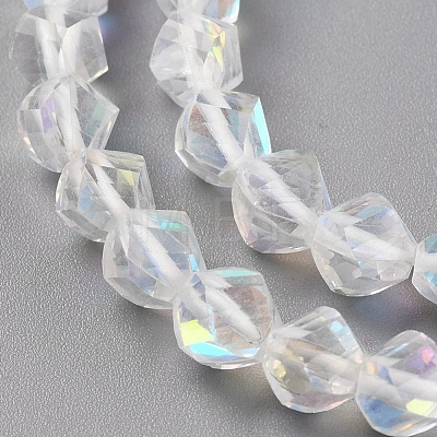 Electroplate Transparent K9 Glass Beads Strands GLAA-L028-8mm-B09-1