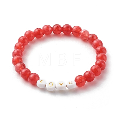 Round Imitation Gemstone & Plating Beads Stretch Bracelet Sets BJEW-JB06409-02-1