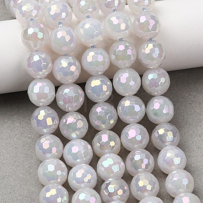 Electroplated Natural Agate Beads Strands G-B191-A07-10mm-01-1