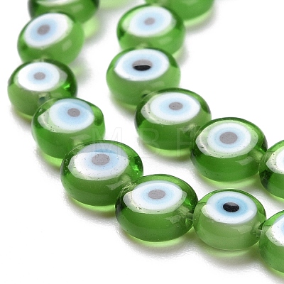 Handmade Evil Eye Lampwork Flat Round Bead Strands LAMP-L058-6mm-19-1