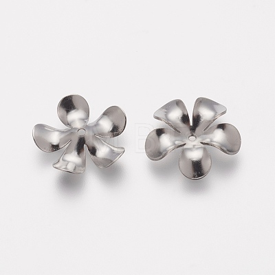 5-Petal 304 Stainless Steel Flower Bead Caps STAS-L205-09C-1