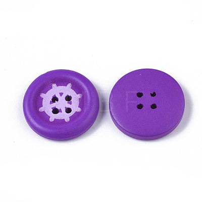 4-Hole Spray Painted Maple Wood Buttons BUTT-T006-017-1