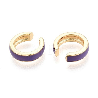 C-Shaped Brass Enamel Cuff Earrings EJEW-T049-07G-1