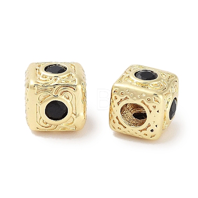 Brass Micro Pave Cubic Zirconia Beads KK-C051-28G-06-1