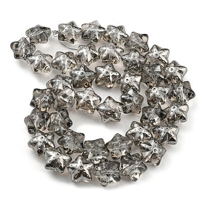 Pearl Luster Plated Electroplate Transparent Glass Beads Strands EGLA-G037-07A-PL01-1