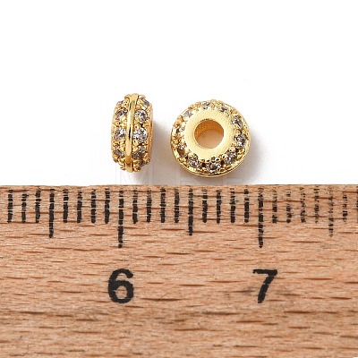 Brass Micro Pave Clear Cubic Zirconia Beads KK-C253-11G-1