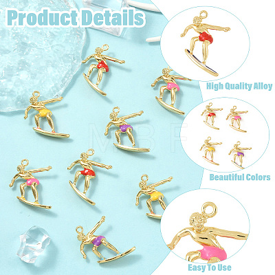 8Pcs 4 Colors Alloy Enamel Pendants FIND-YW0013-04-1