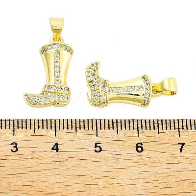 Boot Rack Plating Brass Micro Pave Clear Cubic Zirconia Pendants KK-NH0001-12G-1