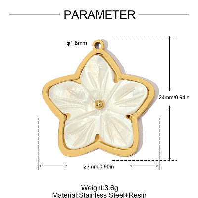 304 Stainless Steel with Resin Pendants RE-OY001-05G-1