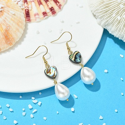 Natural Abalone Shell and Shell Pearl Dangle Earrings EJEW-JE07432-01-1