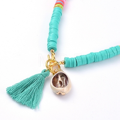 Handmade Polymer Clay Heishi Beads Necklaces NJEW-JN02721-1