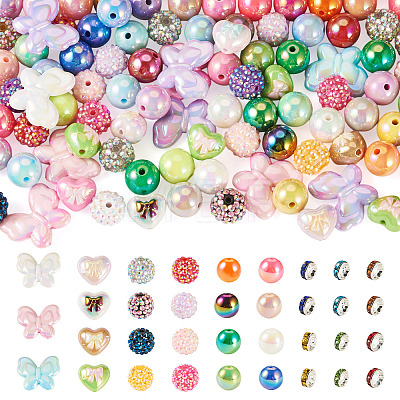 140Pcs 5 Styles UV Plating Opaque Acrylic Beads DIY-TA0015-59-1