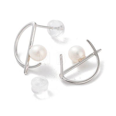 Natural Pearl Stud Earrings for Women EJEW-C083-02P-1