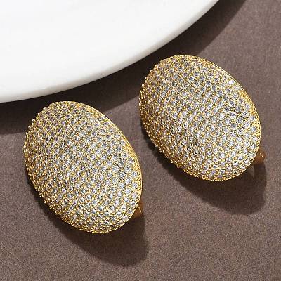 Brass Micro Pave Clear Cubic Zirconia Hoop Earrings EJEW-C182-01G-1