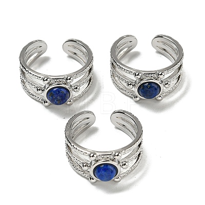 Natural Lapis Lazuli Adjustable Rings RJEW-K269-10P-08-1