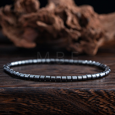 Synthetic Non-magnetic Hematite Beads Stretch Bracelets for Men PE4341-1