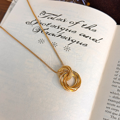 Iron Multiple Ring Pendant Necklaces for Women Men WG9332D-01-1