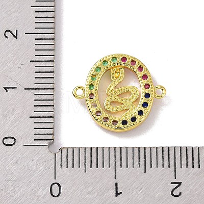 Real 18K Gold Plated Brass Micro Pave Cubic Zirconia Connector Charms KK-L209-051G-01-1
