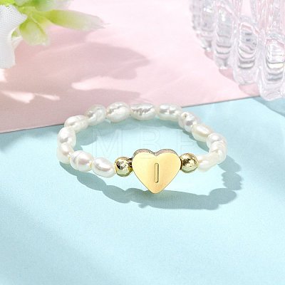 Natural Freshwater Pearl & 304 Stainless Steel Bead Finger Rings RJEW-FS00001-09-1
